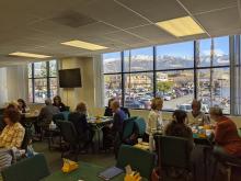 Snowy mountains with bridge class